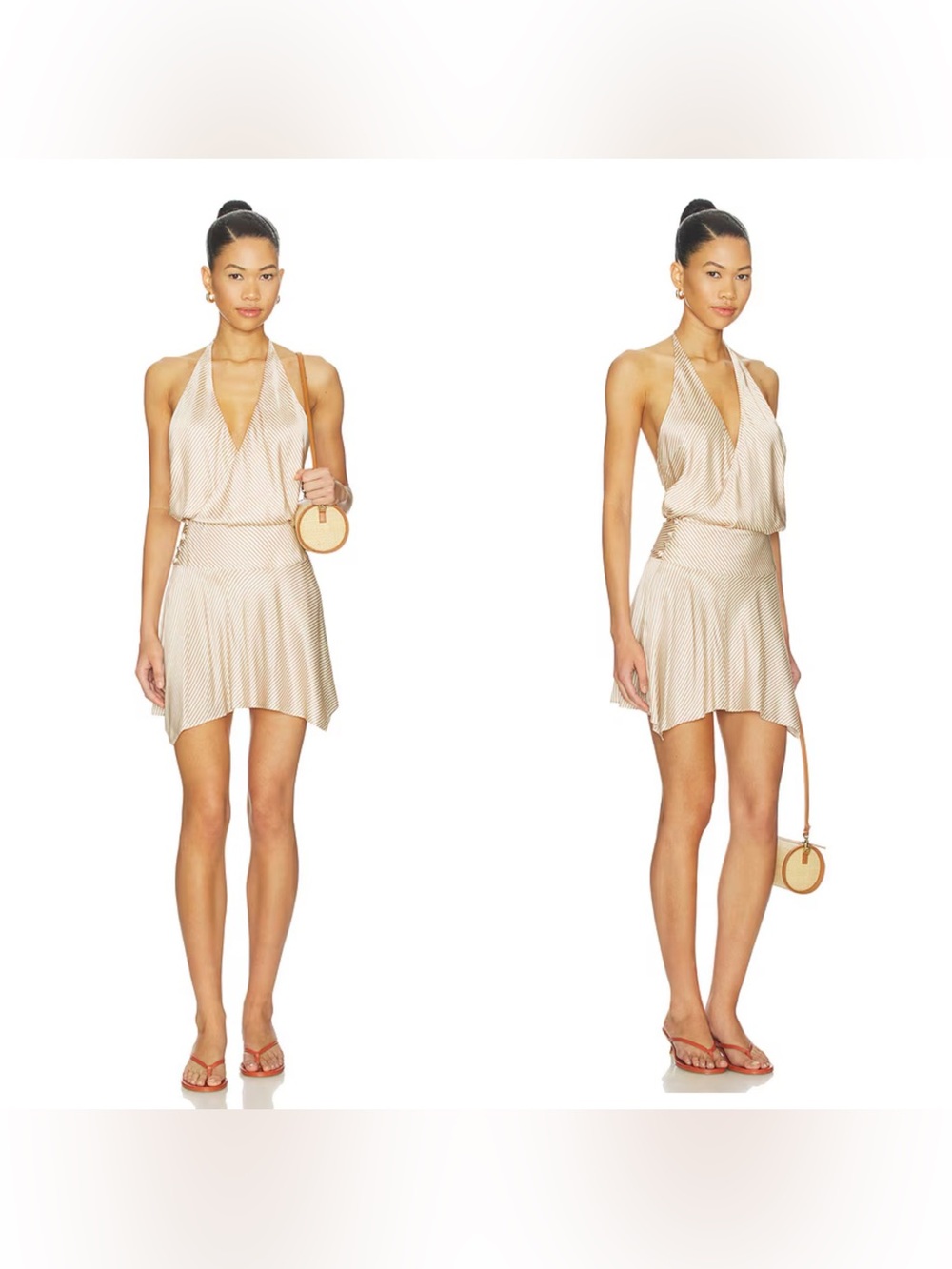 NWT Lovers and Friends Montse Mini Dress in Tan & Brown Stripe
